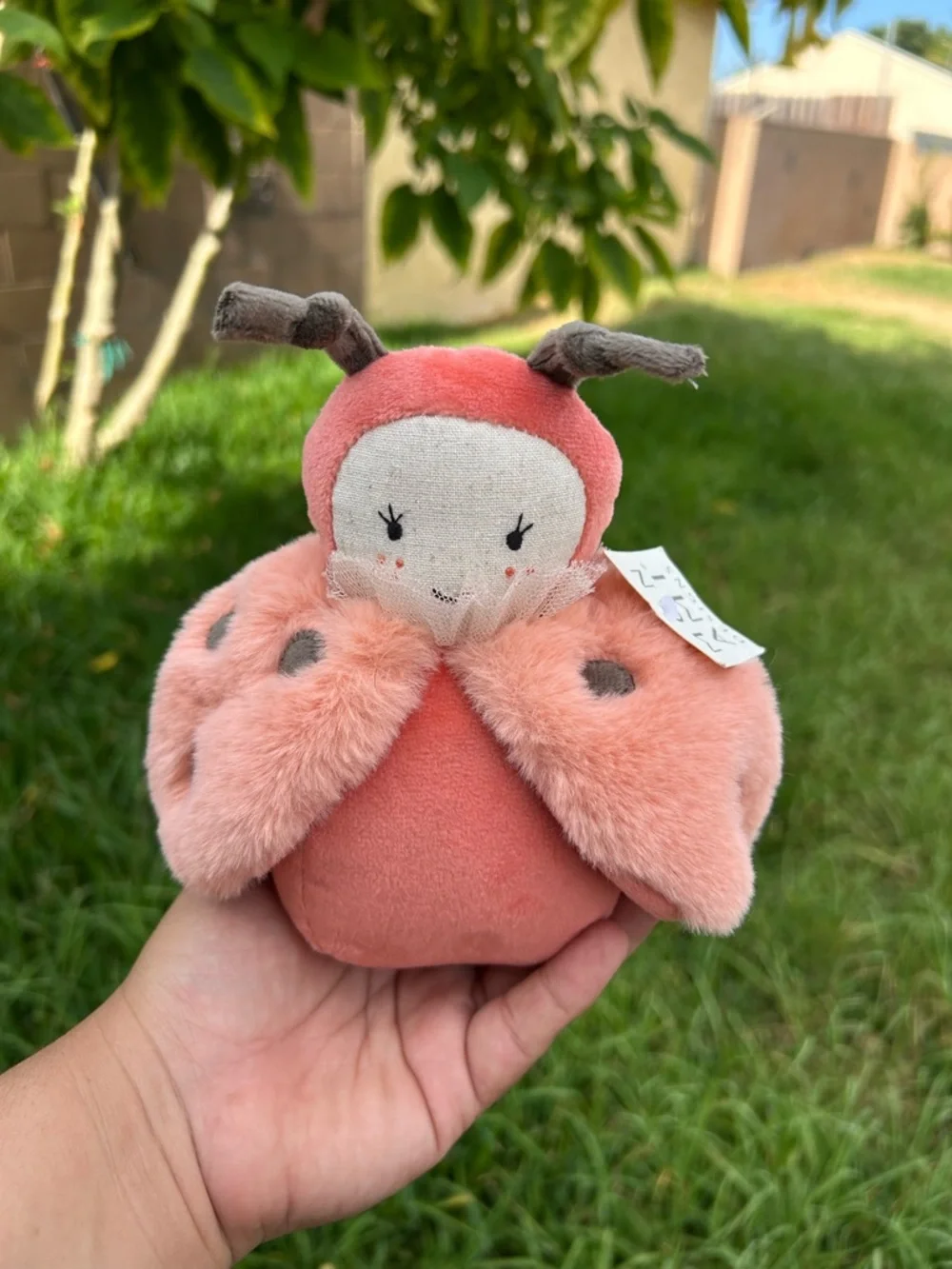 Mon Ami designs Pink Plush Ladybug Soft Cuddly Toy for Kids with chime